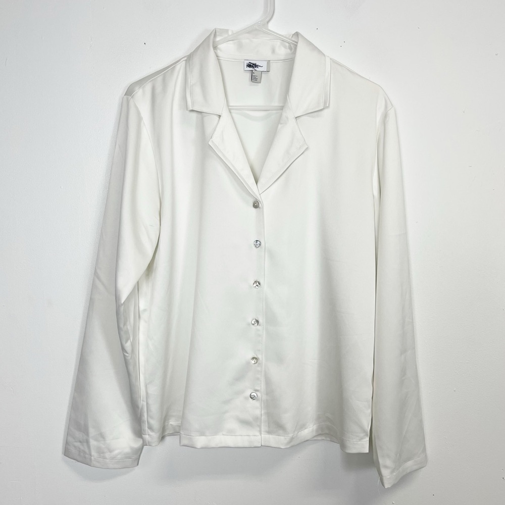 Nordstrom Rack Pajama Shirt Womens Size Small Off White Button Front Collared